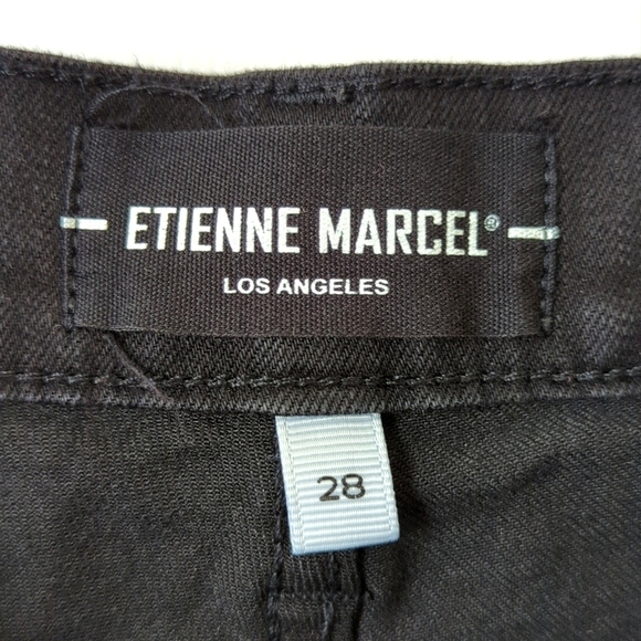 Etienne Marcel High Rise Zip Pocket Ankle Cropped Raw Hem Skinny Jeans Black 28 - Picture 8 of 16
